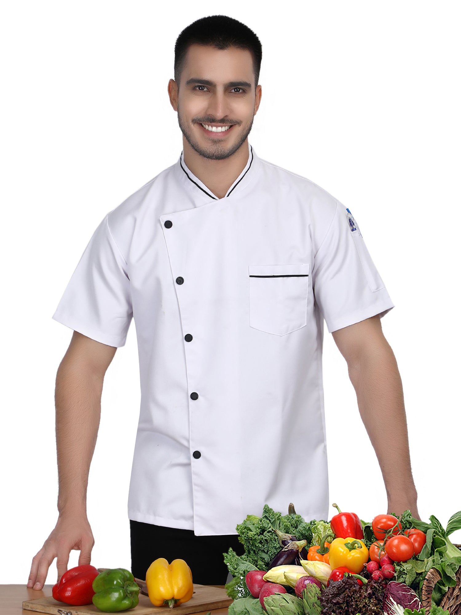 Long Sleeves Men Women Kitchen Chef Jacket Coat Uniform Costume for Food Service Caterers and Culinary Professional – White