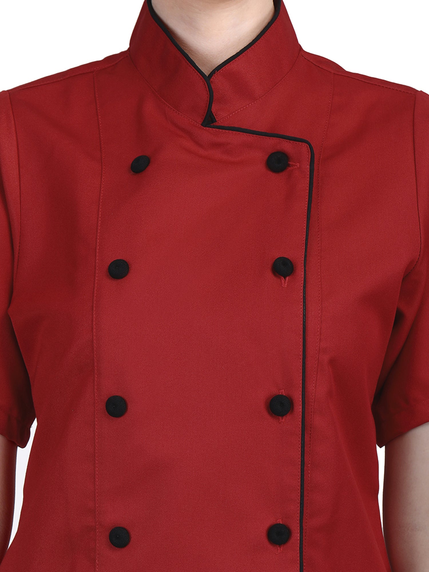 Short Sleeves Tailored Fit Chef Coat Jacket Uniform for Women for Food Service, Caterers, Bakers and Culinary Professional – Red