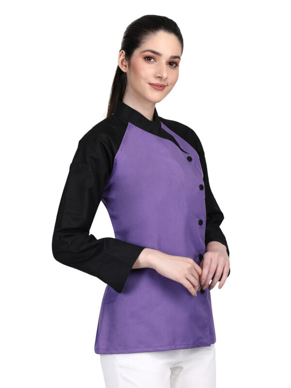 3/4 Sleeves New Chef Coat Jacket Uniform for women ideal for food service, Caterers and Culinary professional – Purple