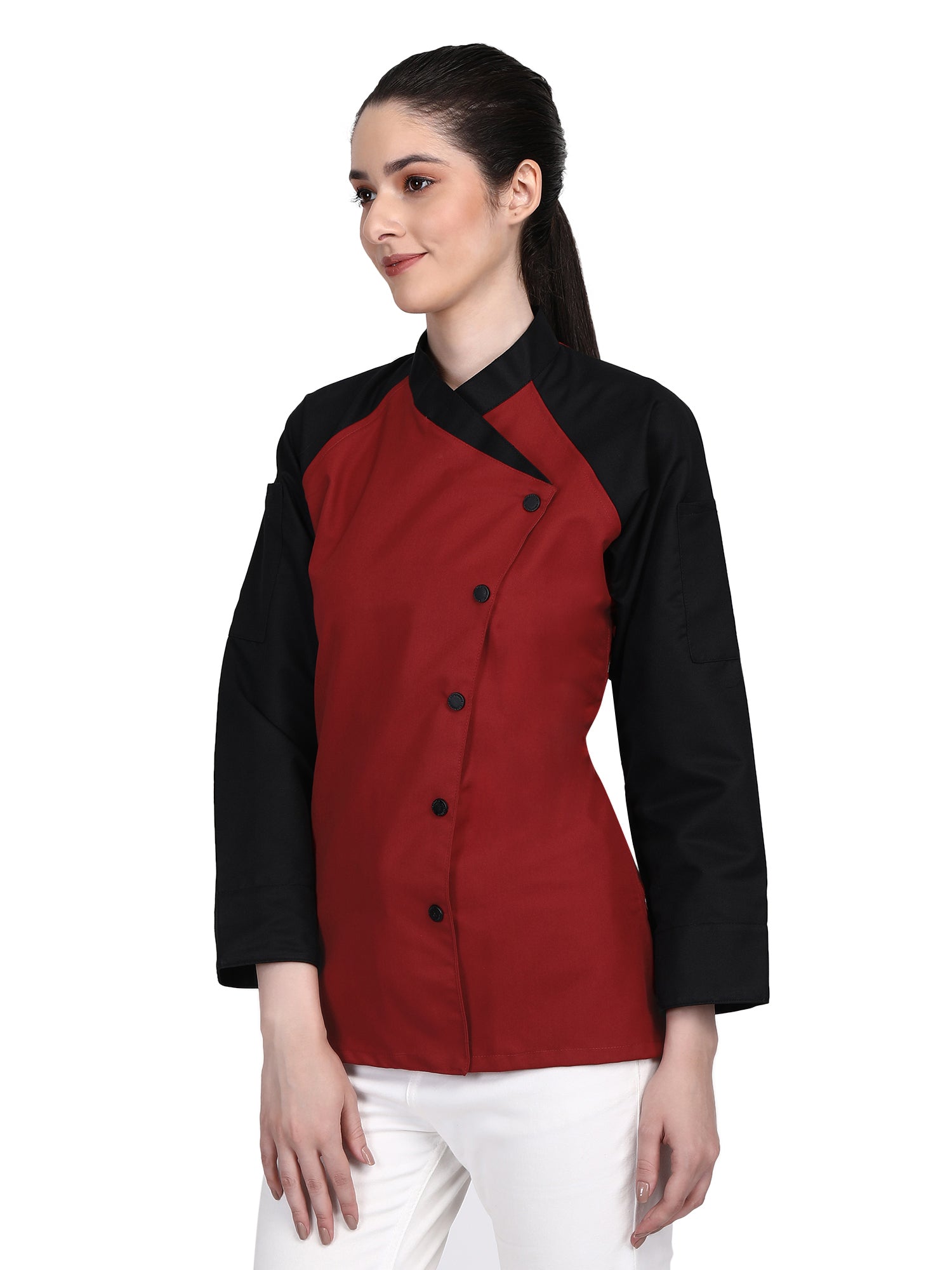 3/4 Sleeves New Chef Coat Jacket Uniform for women ideal for food service, Caterers and Culinary professional – Red