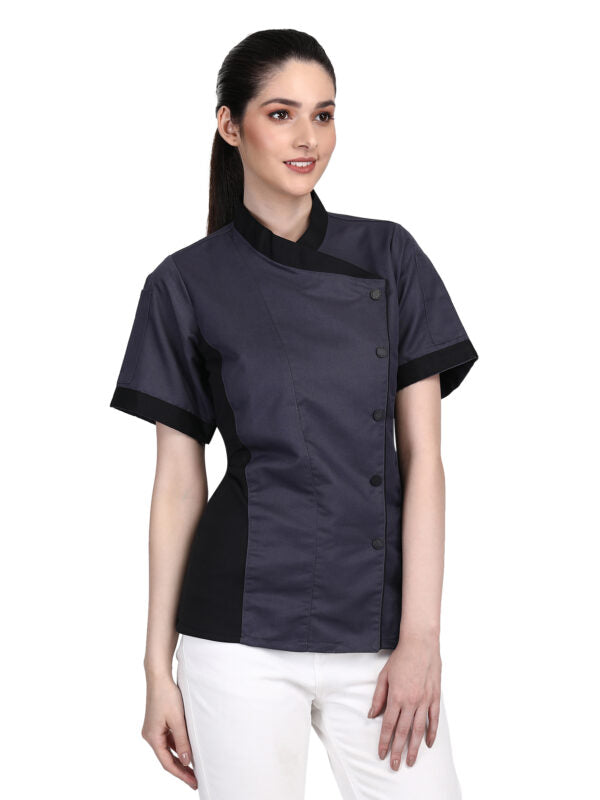 Short Sleeves Only Women’s Ladies Side Mesh Chef’s Coat Jacket By Uniformates – Grey