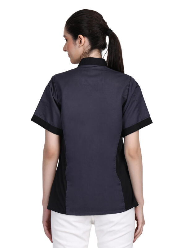 Short Sleeves Only Women’s Ladies Side Mesh Chef’s Coat Jacket By Uniformates – Grey