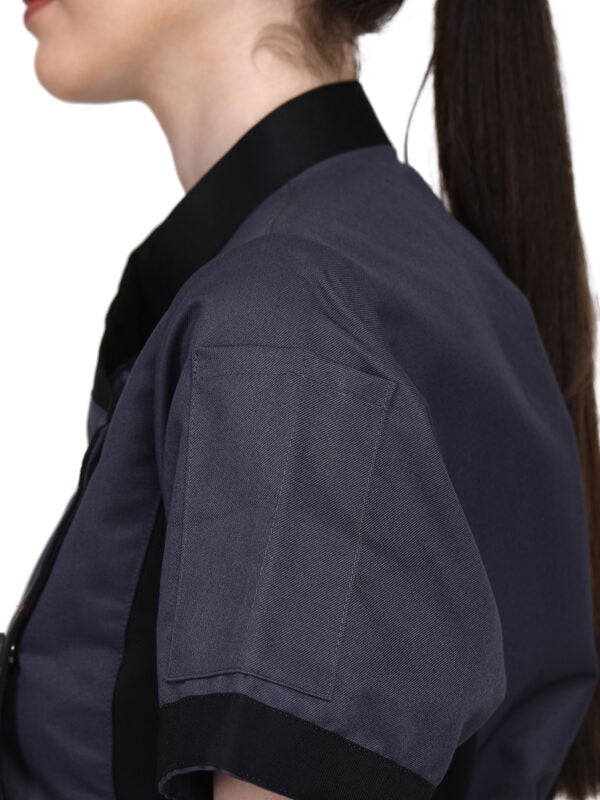 Short Sleeves Only Women’s Ladies Side Mesh Chef’s Coat Jacket By Uniformates – Grey