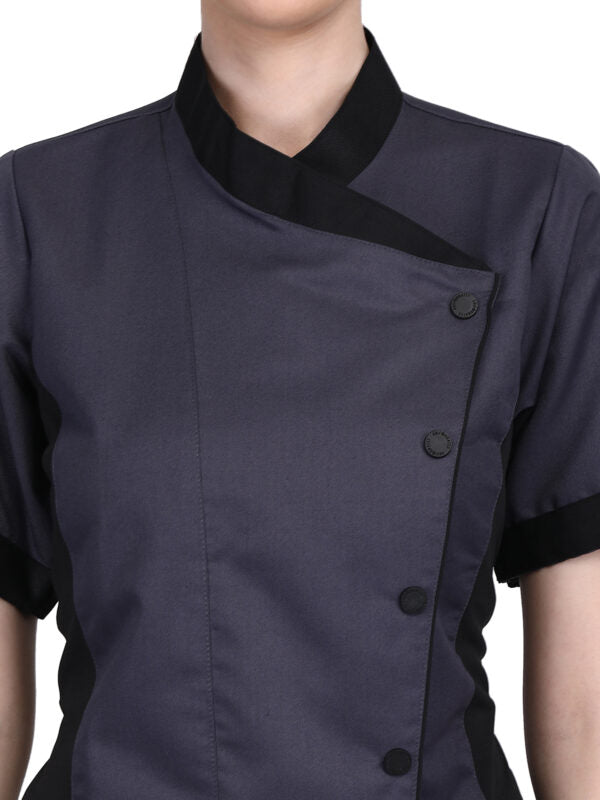 Short Sleeves Only Women’s Ladies Side Mesh Chef’s Coat Jacket By Uniformates – Grey