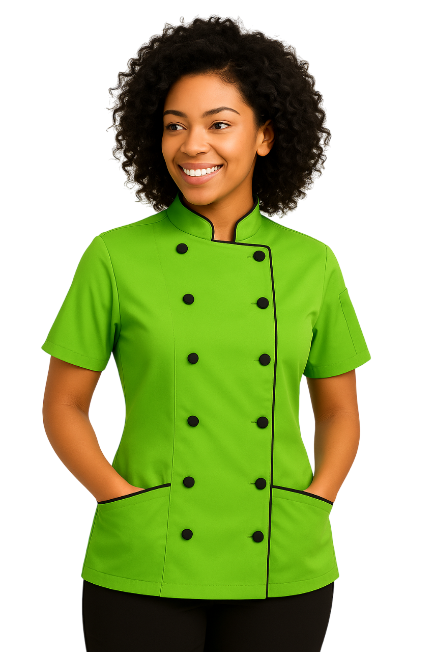 Uniformates Women’s Chef Coat – Tailored Fit Poly/Cotton Double Breasted Jacket with Cloth Buttons & Pockets