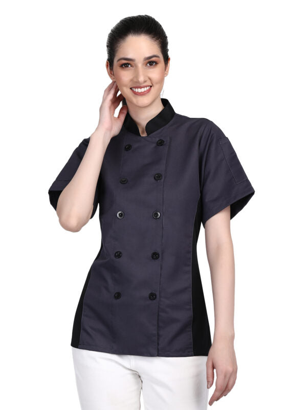 Short Sleeves side Mesh Vented Chef Coat Jacket Uniform for Women Food Service, Caterers, Bakers and Culinary Professional