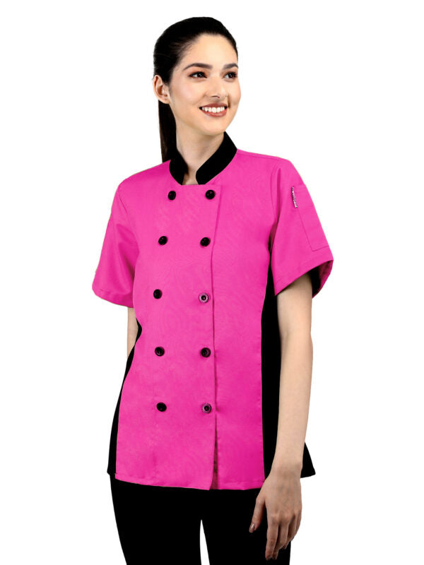 Short Sleeves side Mesh Vented Chef Coat Jacket Uniform for Women Food Service, Caterers, Bakers and Culinary Professional