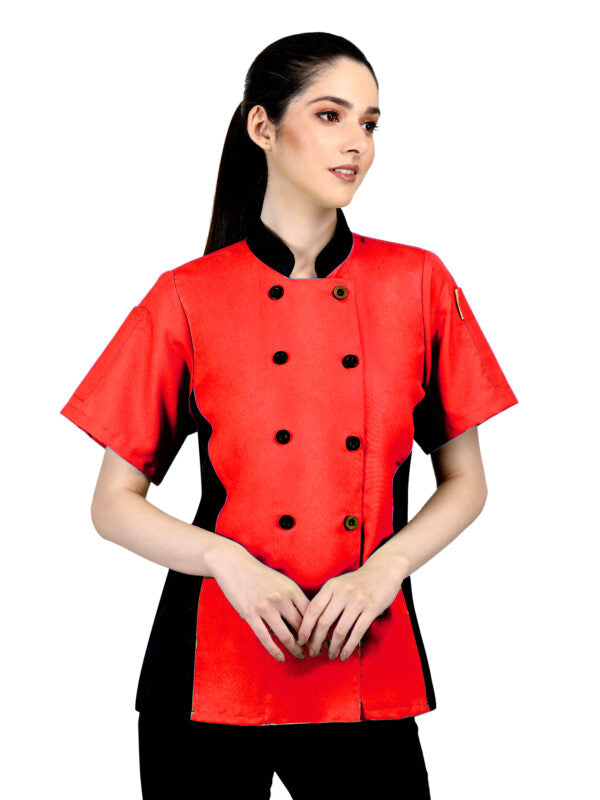 Short Sleeves side Mesh Vented Chef Coat Jacket Uniform for Women Food Service, Caterers, Bakers and Culinary Professional