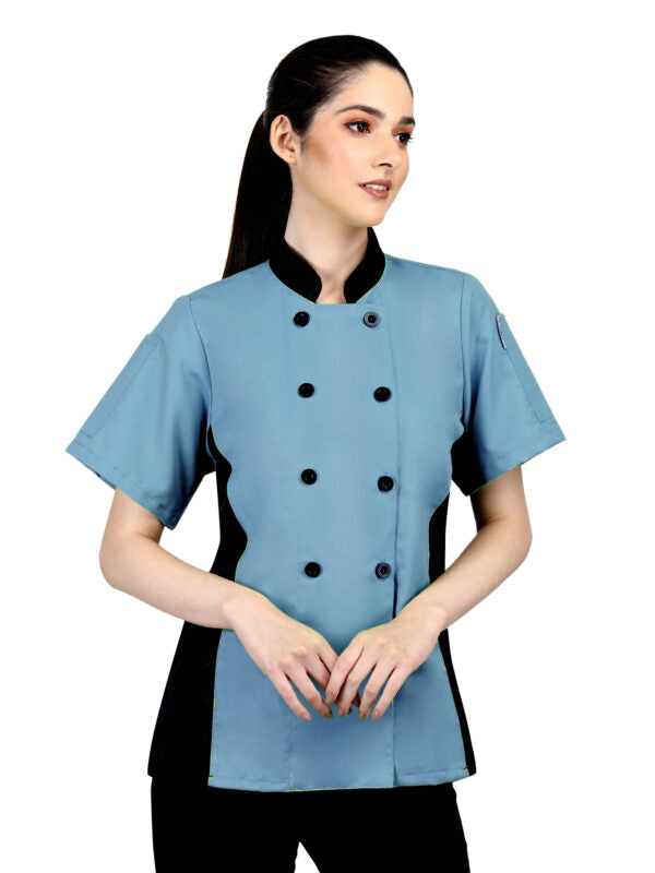 Short Sleeves side Mesh Vented Chef Coat Jacket Uniform for Women Food Service, Caterers, Bakers and Culinary Professional